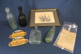 East Bros Louth codd bottle & 1 other, Soulby Sons & Winch glass bottle, B Stamper Louth glass