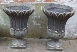 Pair of very large acanthus leaf pattern urns Ht 85cm