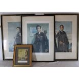 Queen Elizabeth II & Prince Phillip framed prints after Pietro Annigoni & Prince Charles as Flight
