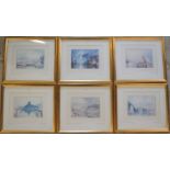 Set of 6 Tate Gallery framed J M W Turner prints each 42cm by 37cm