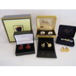 Collection of cufflinks to include Aspinal's and Mother of pearl and a pipe tie clip