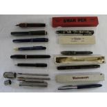 Selection of fountain pens including Conway Stewart Dinkie 550 with original box, Swan self-filler