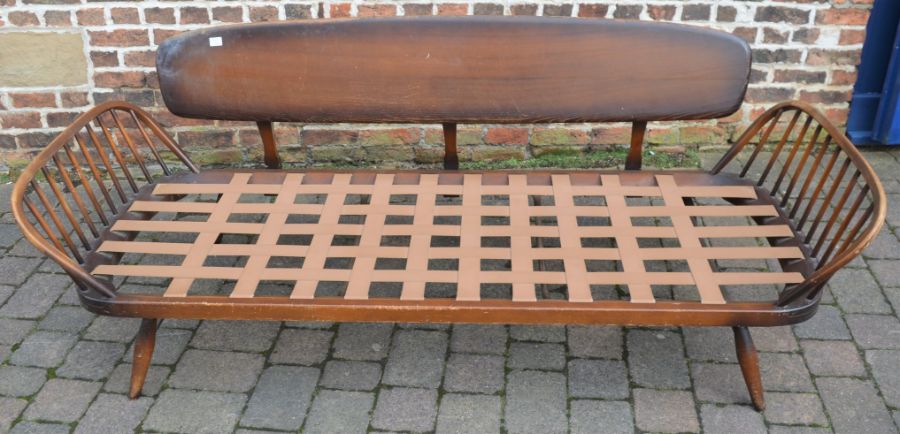 Ercol day bed, some splitting to the hoop ends & spindles L 210cm W 77cm - Image 2 of 6