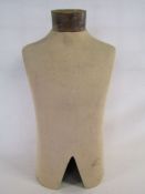 Fabric covered mannequins torso with wooden neck approx. 54cm tall