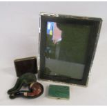 An Arthur William Clare Edwardian silver photo frame 25.5cm by 20.5cm, a William Coulthard silver