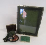 An Arthur William Clare Edwardian silver photo frame 25.5cm by 20.5cm, a William Coulthard silver