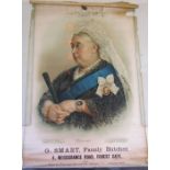 In Memorium hanging advertising poster of 'Queen Victoria' for G.Smart family butcher 4 Wood