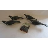 Hand made wooden pigeon decoys and A.E.B Johnson book Shooting Wood Pigeon