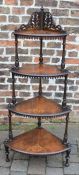 Victorian whatnot with inlaid decoration Ht 138cm W 63cm