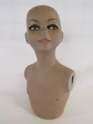 Mannequin head with eyelashes and upper torso approx. 45cm tall
