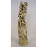 Meiji period carved ivory Japanese okimono depicting man carrying men approx. 27.5cm (base loose)