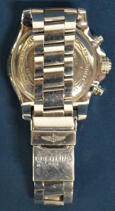 Breitling Super Avenger II steel gents chronograph wristwatch with plastic bezel protector, - Image 6 of 7