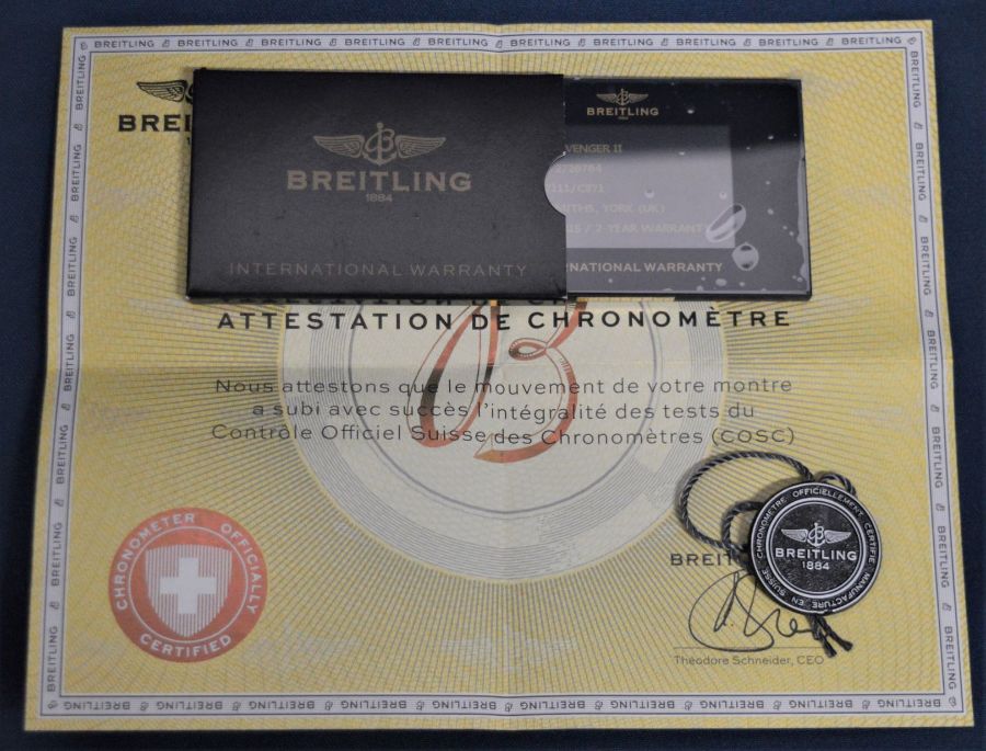 Breitling Super Avenger II steel gents chronograph wristwatch with plastic bezel protector, - Image 7 of 7