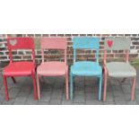 4 painted school chairs
