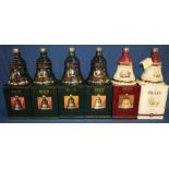 6 Bell's Extra Special Old Scotch Whisky Christmas Decanters 1992, 1993, 1994, 1995, 1996, 1997, all