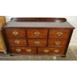 Georgian mahogany Lancashire chest with brass plate swan neck handles, reeded corners & ogee bracket