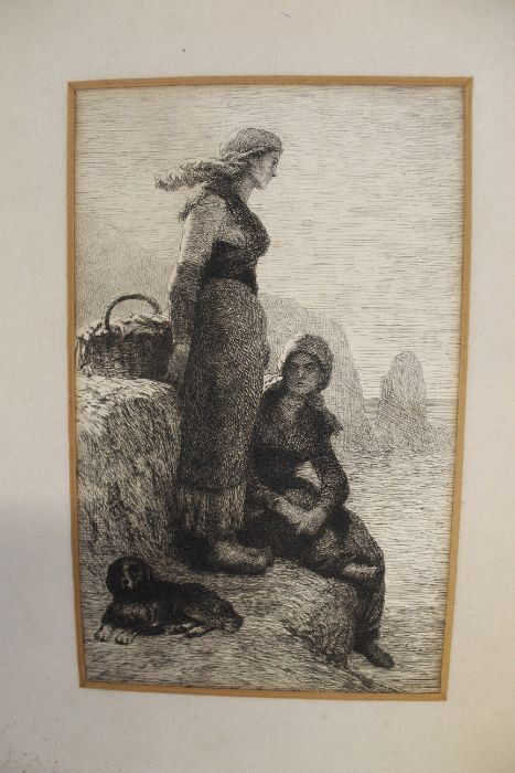 Framed etching depicting 2 Dutch girls, framed artists proof etching "Olive Grove Crete" by Edith - Image 2 of 2