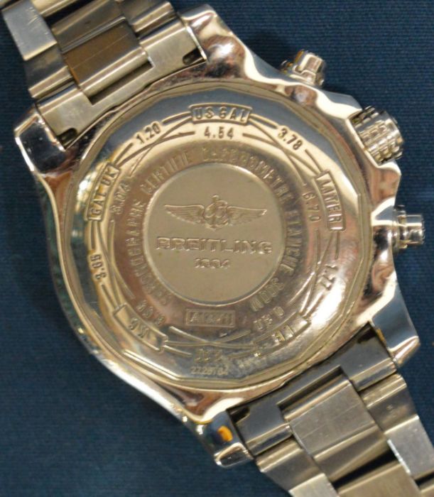Breitling Super Avenger II steel gents chronograph wristwatch with plastic bezel protector, - Image 5 of 7