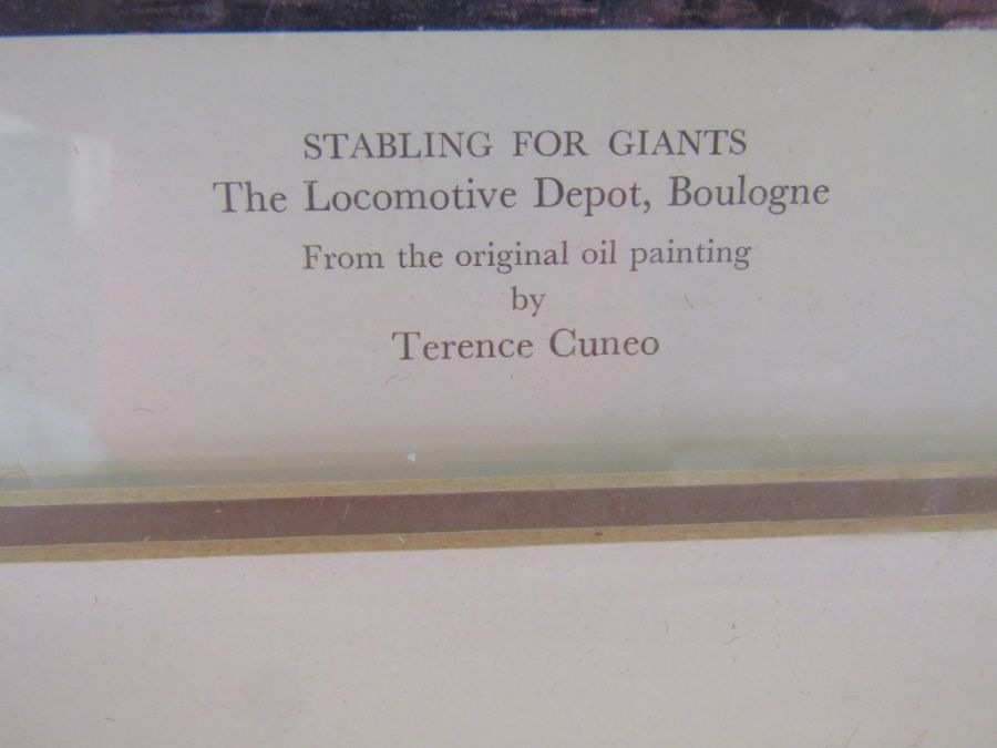 A pair of Terence Cuneo prints 'Stabling for giants' approx. 92cm x 70cm and train number 6253 - Image 4 of 8