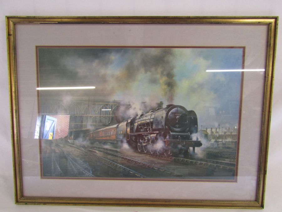 A pair of Terence Cuneo prints 'Stabling for giants' approx. 92cm x 70cm and train number 6253 - Image 5 of 8