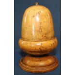 19th century fruit wood turned string holder in the form of an acorn, height 14cm