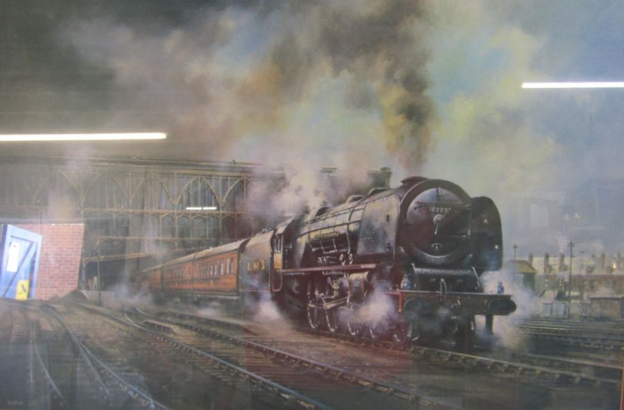 A pair of Terence Cuneo prints 'Stabling for giants' approx. 92cm x 70cm and train number 6253 - Image 6 of 8