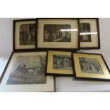 3 framed Art Portfolio prints after E M Ward RA, 2 D A Perez Neyret Freres framed silk woven
