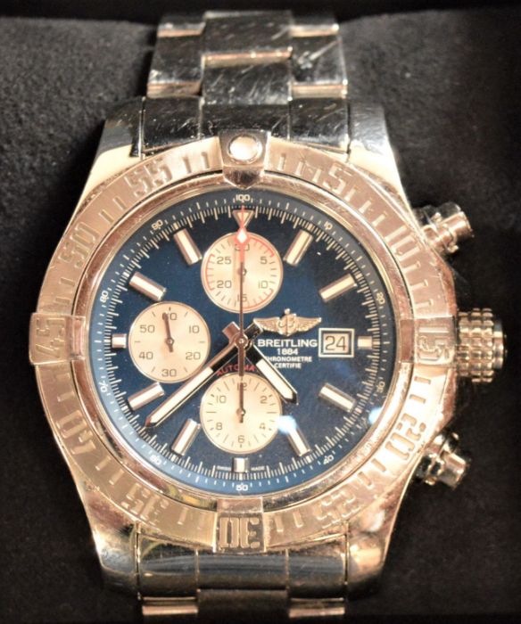 Breitling Super Avenger II steel gents chronograph wristwatch with plastic bezel protector, - Image 3 of 7