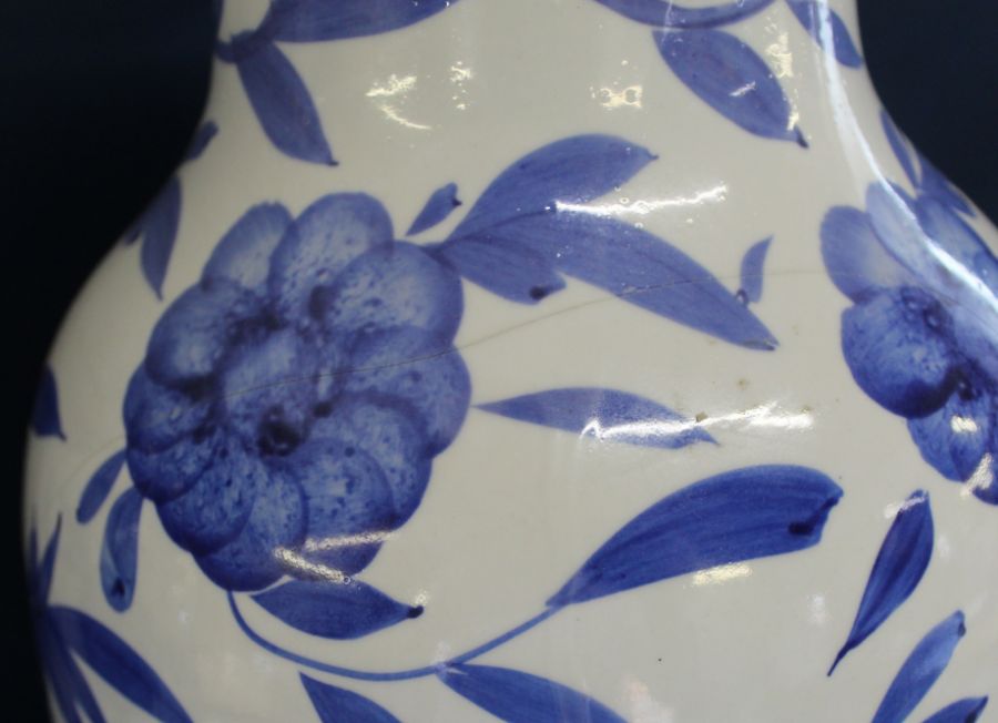 Pair of large modern blue and white vases (both damaged) 60cm high - Image 3 of 4