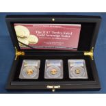 Hattons Of London cased twelve sided gold sovereign series comprising full sovereign, half & quarter