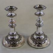 Pair of silver on copper candlesticks with removable sconces