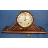 Mahogany cased Ansonia America Napoleon hat clock Ht 24cm L48cm
