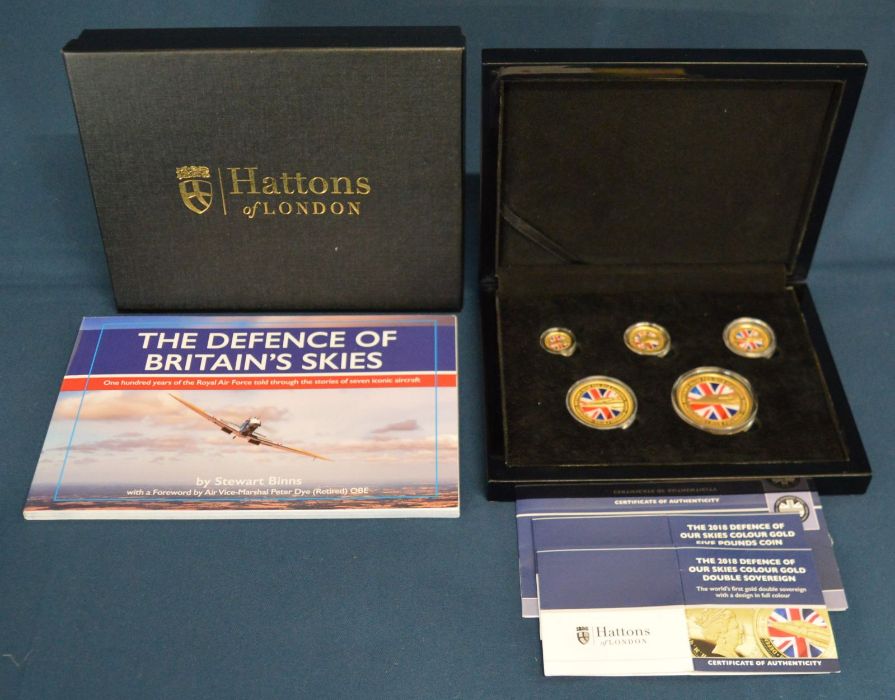 Hattons of London gold coin collection 'The Defence Of Our Skies 2018' comprising five pound