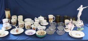 Selection of commemorative china including mid Victorian HRH Prince of Wales saucer, 1887 Jubilee