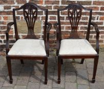 Pair of Hepplewhite style carver dining chairs