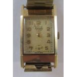 9ct gold Verity Gent's watch with fixo-flex stretch strap casing marked Dennison 375 A.L.D 707894