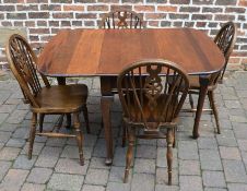 Mahogany gateleg table (152cm by 49cm) & 4 wheel back chairs