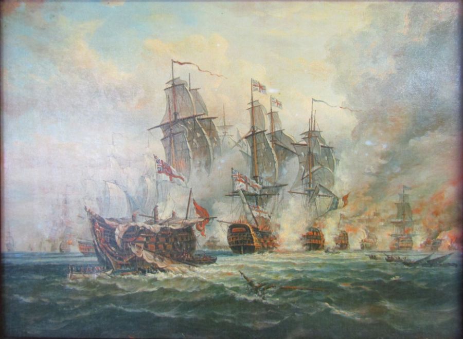 Pair of framed prints depicting Armada vessels - Image 4 of 6