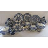 Blue and white painted table ware to include Unicorn tableware, Persian, also include 2 lidded