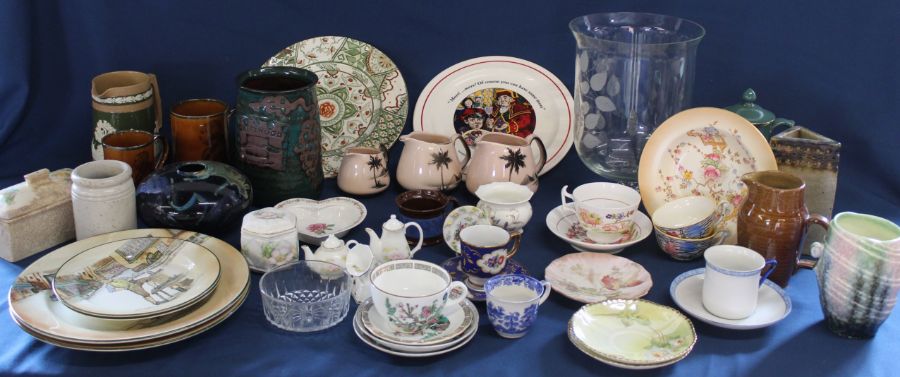 Selection of decorative ceramics including Doulton Dickens Ware plates, Regency Ware King George III