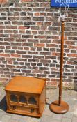 Oak TV cabinet & a standard lamp