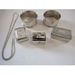 Collection of silver items including snuff boxes, napkin rings etc - total weight 2.78ozt