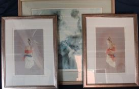 2 framed limited edition signed prints "Holly Study I" & "Holly Study II" after Kay Boyce, published