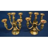 Pair of gold plated four branch candelabra marked Nagel