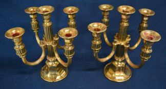 Pair of gold plated four branch candelabra marked Nagel