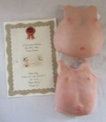A spare certificate and 2 reborn baby body plates