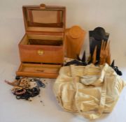 Jewellery box with costume jewellery, handbags & jewellery stands