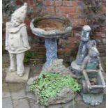 Garden ornaments - boy, bird bath, light house etc