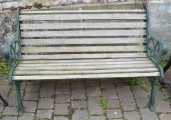 Garden bench with cast iron ends L129cm