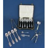 Collection of silver items including Arthur Price & Co 1930 cased spoons, John Bettridge 1818